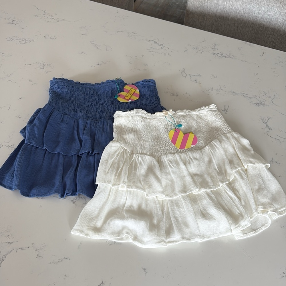 Bundle of 2 Hayden Girls smocked ruffle skirt size Medium NWT